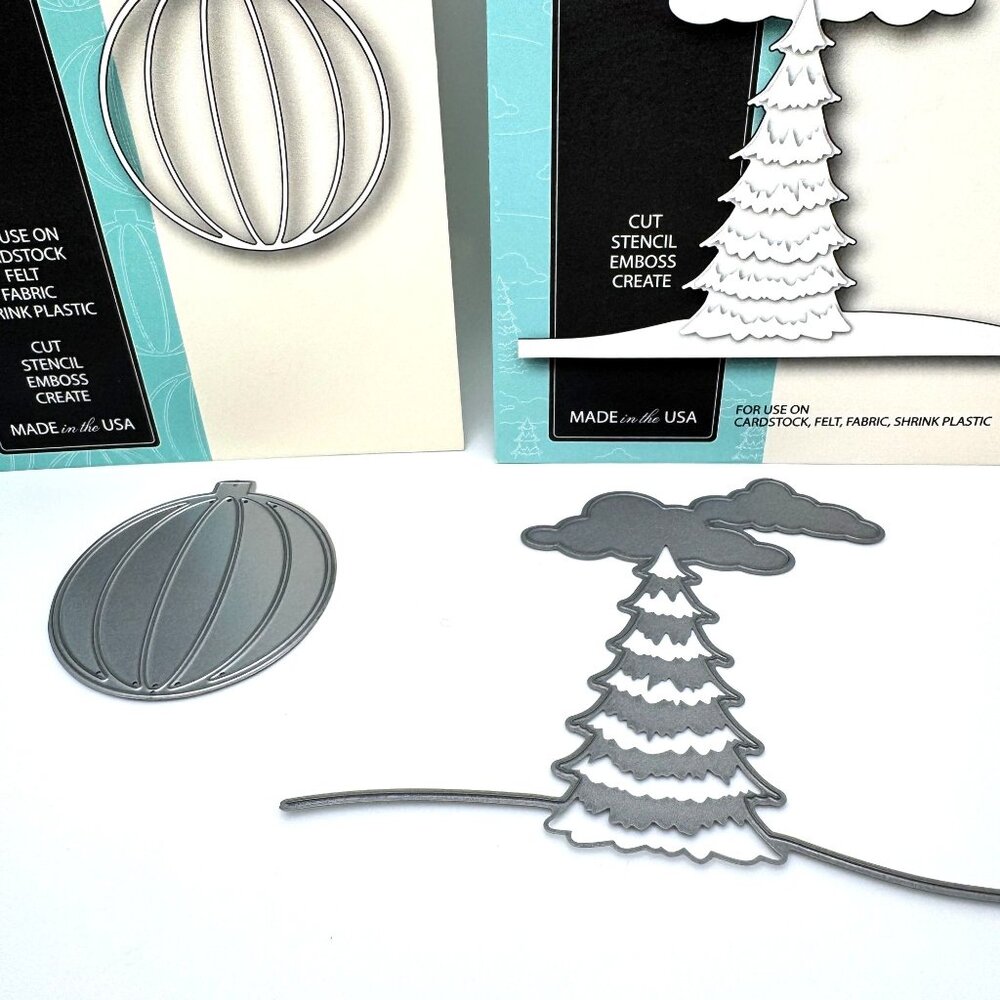 Memory Box Andover Ornament & Snowy Tree Landscape Cutting Dies Set